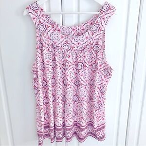 My Style 2X Pink Pattern Paisley Striped Floral Soft Tank Blouse Cotton Rayon
